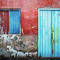 Red, blue and grey wall, door and window Photograph by Lyl Dil Creations Red, blue and grey wall, door and window Photograph by Lyl Dil Creations