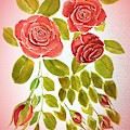 Red Rose Floral Pre Framed Painting by Delynn Addams Red Rose Floral Pre Framed Painting by Delynn Addams