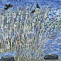 Red-winged Blackbirds By Sickles Painting by Peter Sickles