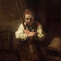 Rembrandt Workshop -Possibly Carel Fabritius- A Girl with a Broom. Painting by Rembrandt Workshop -Possibly Carel Fabritius- Rembrandt Workshop -Possibly Carel Fabritius- A Girl with a Broom. Painting by Rembrandt Workshop -Possibly Carel Fabritius-