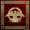 Roman Empire - Gold Roman Imperial Eagle over Red Velvet by Serge Averbukh