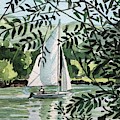 Sailboat on Malibou Lake. Painting by Luisa Millicent Sailboat on Malibou Lake. Painting by Luisa Millicent