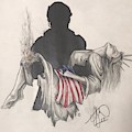 Saving Liberty Drawing by Howard King Saving Liberty Drawing by Howard King