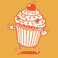 Scary Cupcake Running Drawing by CSA Images Scary Cupcake Running Drawing by CSA Images