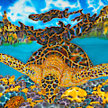 Sea Turtle and Atlantic Cowrie Shell Painting by Daniel Jean-Baptiste Sea Turtle and Atlantic Cowrie Shell Painting by Daniel Jean-Baptiste