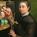 Self-portrait, painting the Madonna, 1556 Canvas, 66 x 57 cm. Painting by Sofonisba Anguissola -c 1532-1625- Self-portrait, painting the Madonna, 1556 Canvas, 66 x 57 cm. Painting by Sofonisba Anguissola -c 1532-1625-