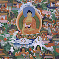Shakyamuni Buddha with Avadana Legend Scenes by Unknown Tibetan Artist