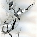 Sparrows Painting by Puri-sen Sparrows Painting by Puri-sen