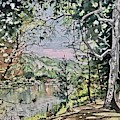 Spring View Malibou Lake Painting by Luisa Millicent Spring View Malibou Lake Painting by Luisa Millicent