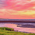 Summer Sunset at Confederation Bridge, Painterly Photograph by Marcy Wielfaert Summer Sunset at Confederation Bridge, Painterly Photograph by Marcy Wielfaert