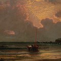 Sunset At Point Judith Light Painting by Martin Johnson Heade Sunset At Point Judith Light Painting by Martin Johnson Heade