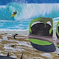 Surf's Up, Sandals Down Painting by Elizabeth Dale Mauldin Surf's Up, Sandals Down Painting by Elizabeth Dale Mauldin