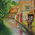 Swan Canal Painting by Karen Fleschler Swan Canal Painting by Karen Fleschler