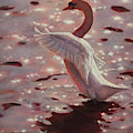 Pink Sunset Swan Painting by Lynne Pittard Pink Sunset Swan Painting by Lynne Pittard