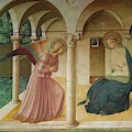 The Annunciation. Fresco in the former dormitory of the Dominican monastery San Marco, Florence. Painting by Fra Angelico -c 1395-1455- The Annunciation. Fresco in the former dormitory of the Dominican monastery San Marco, Florence. Painting by Fra Angelico -c 1395-1455-