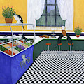 The Cat Cafe Painting by Karen Zuk Rosenblatt The Cat Cafe Painting by Karen Zuk Rosenblatt