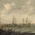 The Dutch Herring Fleet under Sail. Painting by Cornelis Beelt