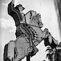 The Hacienda Horse And Rider Neon Sign BW Photograph by Mary Pille The Hacienda Horse And Rider Neon Sign BW Photograph by Mary Pille