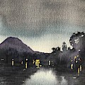 Moonlit Night on Malibou Lake Painting by Luisa Millicent Moonlit Night on Malibou Lake Painting by Luisa Millicent