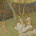 the sacred grove, 1883. Study for a large mural for the Palais des Arts in Lyon. Painting by Pierre Puvis de Chavannes -1824-1898-