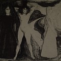 The Sphynx Woman In Three Stages Drawing by Edvard Munch The Sphynx Woman In Three Stages Drawing by Edvard Munch