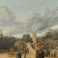 The Whale-oil Refinery near the Village of Smerenburg. A Whale-Oil Factory of the Nordic or Green... Painting by Cornelis de Man