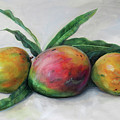 Three Julie Mangos Painting by Jonathan Gladding Three Julie Mangos Painting by Jonathan Gladding