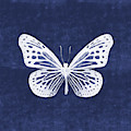 White and Indigo Butterfly- Art by Linda Woods Mixed Media by Linda Woods White and Indigo Butterfly- Art by Linda Woods Mixed Media by Linda Woods