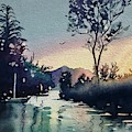 Winter Sunset on Rabbit Island Painting by Luisa Millicent Winter Sunset on Rabbit Island Painting by Luisa Millicent