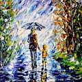 Woman With Child In The Rain Painting by Mirek Kuzniar Woman With Child In The Rain Painting by Mirek Kuzniar
