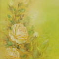 Yellow Roses Vignette Painting by Lynne Pittard Yellow Roses Vignette Painting by Lynne Pittard