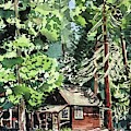 Yosemite Cabin - Wawona Painting by Luisa Millicent Yosemite Cabin - Wawona Painting by Luisa Millicent