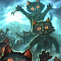 Zombie Cats Painting by Jeff Haynie Zombie Cats Painting by Jeff Haynie