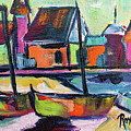 Boardwalk Boats Painting by Roxy Rich Boardwalk Boats Painting by Roxy Rich