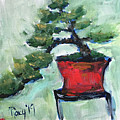Bonsai in a Red Pot Painting by Roxy Rich Bonsai in a Red Pot Painting by Roxy Rich