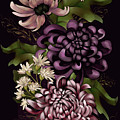 Chrysanthemums and Butterfly Modern Chinoiserie dark purple Digital Art by Sand And Chi Chrysanthemums and Butterfly Modern Chinoiserie dark purple Digital Art by Sand And Chi
