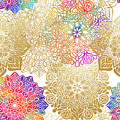 Colorful Gold Mandala Pattern Digital Art by Sambel Pedes Colorful Gold Mandala Pattern Digital Art by Sambel Pedes