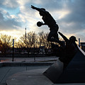 Earvin Magic Johnson statue at sunset at Michigan State University Photograph by Eldon McGraw Earvin Magic Johnson statue at sunset at Michigan State University Photograph by Eldon McGraw