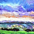 Geese Over Sunset Rolling Hills by Laura Iverson