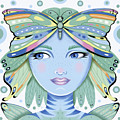Insect Girl, Winga - Sq.White Digital Art by Valerie White Insect Girl, Winga - Sq.White Digital Art by Valerie White