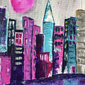 Pink Moon City Painting by Roxy Rich Pink Moon City Painting by Roxy Rich