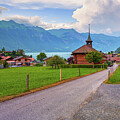 Swiss Reformed Church in Iseltwald with Lake Brienz View #1 by Miroslav Liska