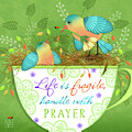 Teacup Wisdom with Birds #1 by Valerie Drake Lesiak