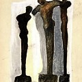 Three figures Drawing by David Euler Three figures Drawing by David Euler