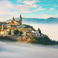 Trevi picturesque village in a foggy morning. Perugia, Umbria, I Photograph by Stefano Orazzini Trevi picturesque village in a foggy morning. Perugia, Umbria, I Photograph by Stefano Orazzini