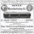 Funeral Casket Advertising Stein Mfg. Co. Mass 1881  Art Print by Gary Roberts