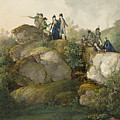 A Royal Party Admiring the Sunset atop the Hesselberg Mountain Drawing by Johann Georg von Dillis A Royal Party Admiring the Sunset atop the Hesselberg Mountain Drawing by Johann Georg von Dillis