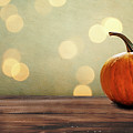 Autumn pumpkins still life on vintage wooden table and rustic ba #2 Photograph by Jelena Jovanovic