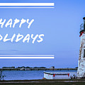 Happy Holidays from Goat Island Lighthouse Photograph by Christina McGoran Happy Holidays from Goat Island Lighthouse Photograph by Christina McGoran