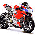 Watercolor Ducati Panigale V4S motorcycle, oryginal artwork by Vart Painting by Vart Studio Watercolor Ducati Panigale V4S motorcycle, oryginal artwork by Vart Painting by Vart Studio